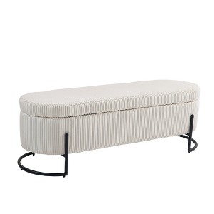 NicBex Modern 52.3" Storage Bench Corduroy Accent Stool with Cushioned Top and Metal Base for Entryway and Living Room - 1 of 4