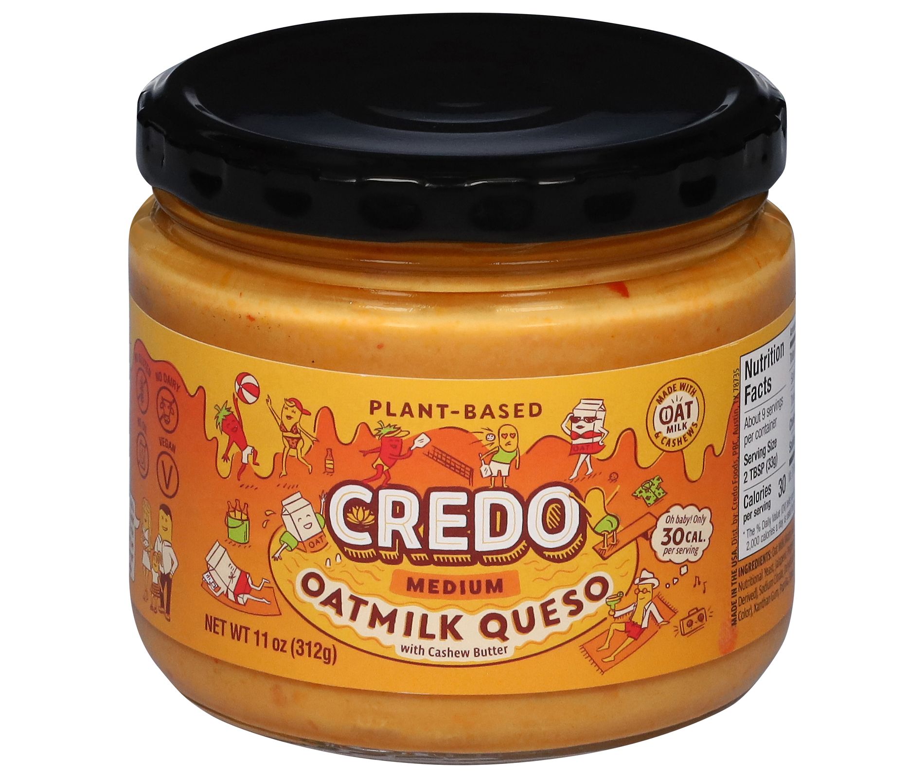 Credo Foods Oatmilk Queso Medium Plant-Based - Case of 6/11 oz