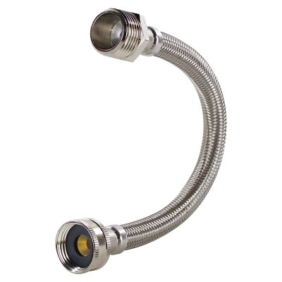 1-Foot Silver Braided Stainless Steel Water-Inlet Hose