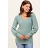 PinkBlush Light Olive Ribbed Knit V-Neck Button Cuff Maternity Top - 4 of 4
