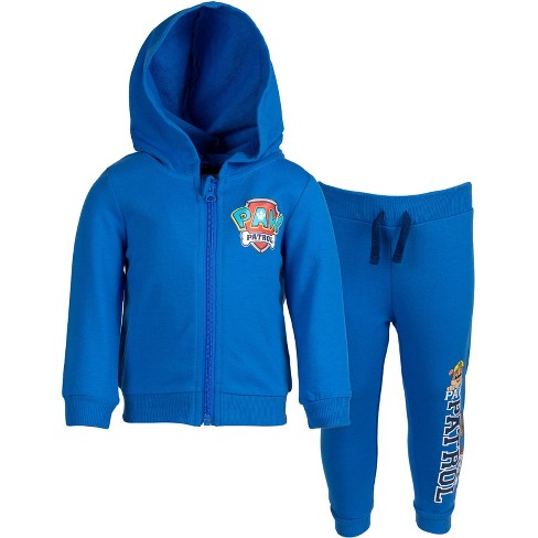 Paw Patrol Rubble Marshall Chase Toddler Boys French Terry Zip Up Hoodie  and Pants Outfit Set Blue 2T