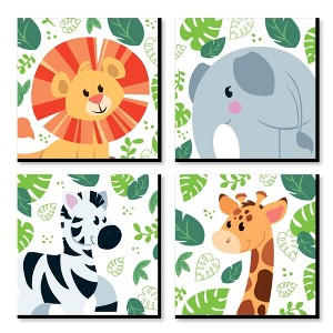 Big Dot of Happiness Jungle Party Animals - Safari Animal Kids Room, Nursery & Home Decor - 11 x 11 inches Wall Art - Set of 4 Prints for baby's room - 1 of 4