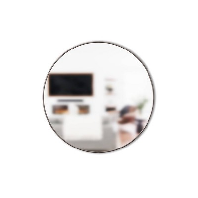 Elegant 34" Round Wall Mirror with Metallic Titanium Frame
