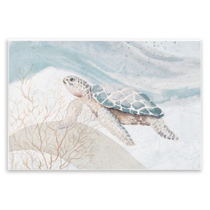 Stupell Industries Pleasant Sea Turtle Drifting Ocean Bubble Waves Wall Plaque Art, 15" x 10" - 1 of 4