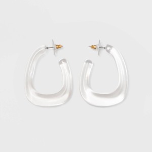 SUGARFIX by BaubleBar Modern Clear Acrylic Hoop Earrings - Clear, Women