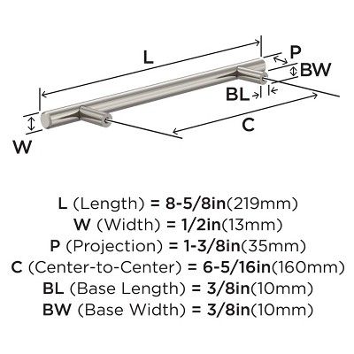 Brushed Nickel 6-5/16" Bar Cabinet Pull with Mounting Hardware