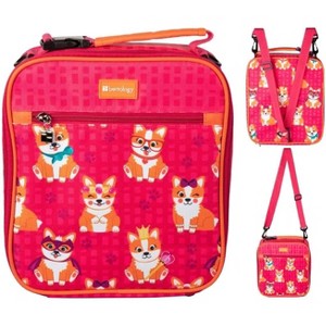 Bentology Convertible Soft Pink Corgi Insulated Durable Lunch Bag For Kids - Adjustable Straps Convert to Backpack, Shoulder Bag or Lunch Box - 1 of 4