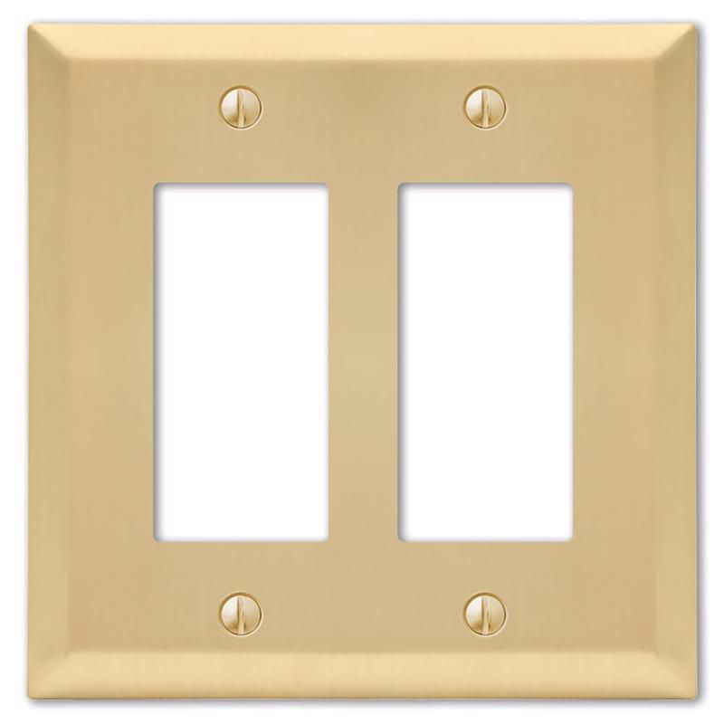 Amerelle Century Satin Brass 2 gang Stamped Steel Decorator Wall Plate 1 pk, 1 of 2