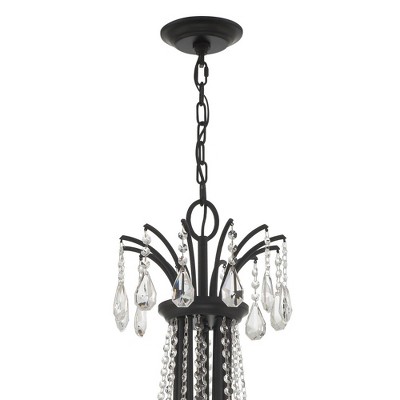 Matte Black and Crystal 12-Light Candle Chandelier