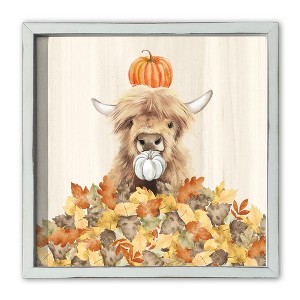 Autumn Cow Leaf Pile 16 x 16 Framed Print - 1 of 4