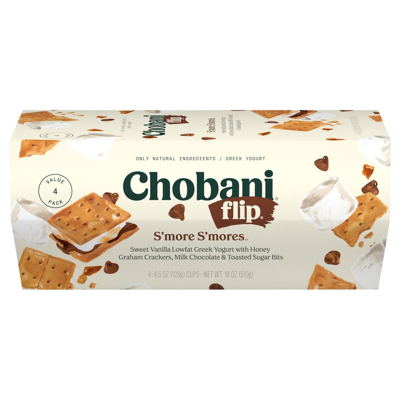 Chobani Flip Low-Fat Chocolate S&#39;more S&#39;mores Greek Yogurt - 4ct/4.5oz Cups, 1 of 18