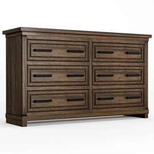 Jojoka Farmhouse 6 Drawer Dresser for Bedroom,55” Rustic Wood Chest of Drawers for Living Room - 1 of 4
