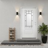 Wooakway 36"W×80"H Exterior Frosted Glass Prehung Front Entry Door Primed Interior Fiberglass Entrance Door - 3 of 4