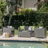 Outdoor 4 Pieces Garden Furniture Set,Rattan Metal Sectional Sofas with Cushions,Wiker Patio Conversation Sets with Coffee Table-Coolbibila - 3 of 4