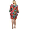 24seven Comfort Apparel Orange Floral Print Three Quarter Sleeve A Line Knee Length Dress - 3 of 3
