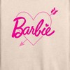 Women's - Barbie - Pink Arrow Heart Logo Lightweight French Terry Wide Neck Long Sleeve Shirt - 2 of 4