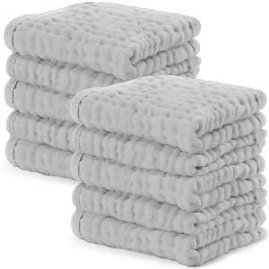 Baby Washcloths Muslin Cotton, Large 10”x10” by Comfy Cubs - 1 of 4