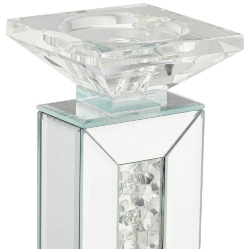 Studio 55D Dahlia Crystal and Mirrored Glass Pillar Candle Holder, 2 of 8