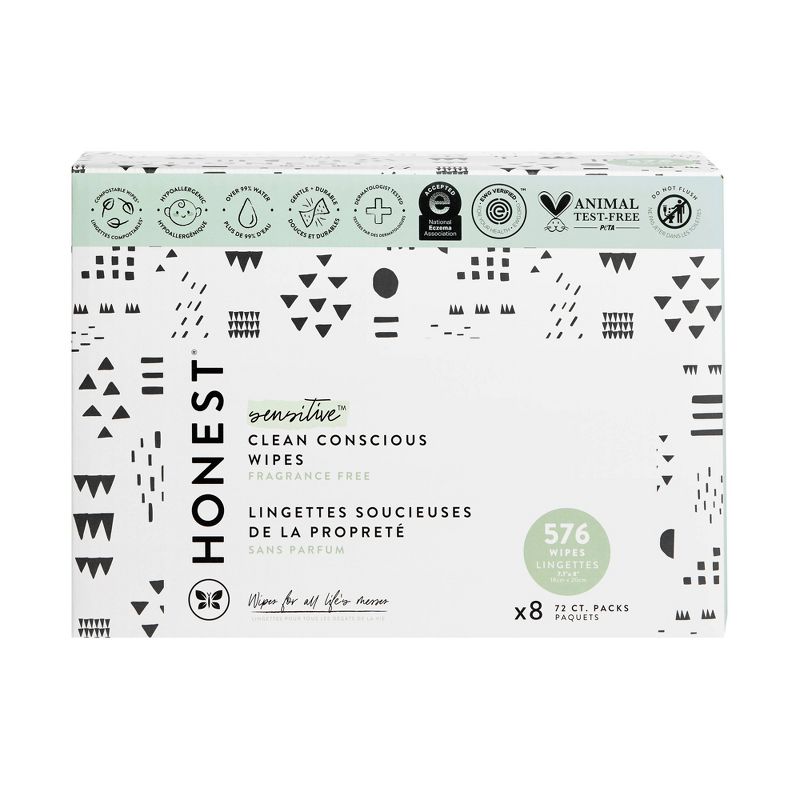 The Honest Company Plant-Based Baby Wipes made with over 99% Water - Pattern Play (Select Count), 1 of 10