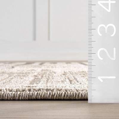 Beige and Brown Synthetic Stripe Rectangular Area Rug, 2' x 3'