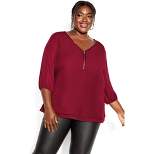 Women's Plus Size Sexy Fling Elbow Sleeve Top - ruby| CITY CHIC