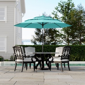 Outdoor 3 Tier Vented Large Market Table Umbrella, 9FT Patio 3 Tier Umbrella Canopy, Heavy Duty Patio Umbrellas 3 Tiers, 8 Ribs, Hand Crank - 1 of 4