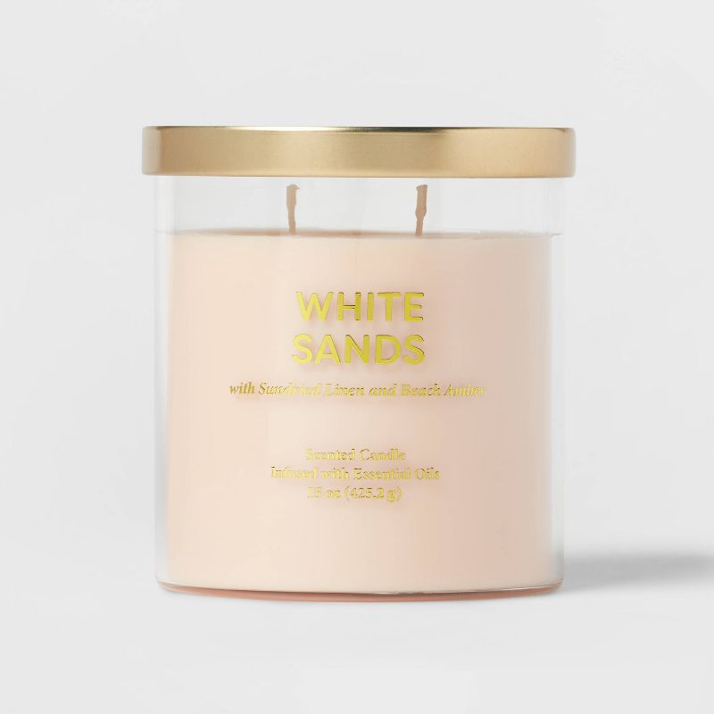 15oz Glass Jar Tan White Sand Candle Cream - Opalhouse&#8482;, 1 of 5