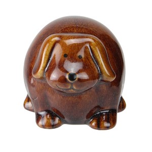 Roman 3.5" Pudgy Pals Floppy Eared Dark Brown Porcelain Doggy Table Top and Garden Figure - 1 of 3