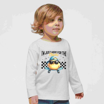 The Juniper Shop I'm Just Here For the Chicks Checkered Toddler Long Sleeve Tee