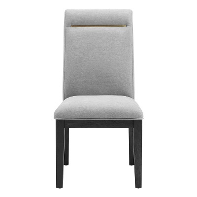 Gray Faux Leather Upholstered Parsons Side Chair with Wood Frame