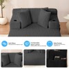 Mjkone 1PC Corduroy Sleeper Sofa Chair,51"Single Seat Chaise Lounge Chair With Pillows,Wide Armrest,Cup Holder,Storage - 4 of 4