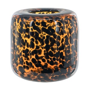 Dexmalle Brown and Amber Glass Vase with Cheetah Motif - 1 of 4