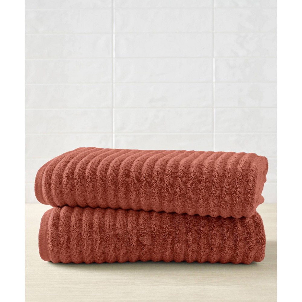 Photos - Towel 2pc Mason Low Twist Ribbed Bath  Set Terracotta - Blue Loom