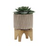 Okak Ceramic Plant Pot with Wooden Stand Elevated Flower Planter for Herbs, Vegetables, Fruits, Indoor/Outdoor, 2 Pack/1 Pack,10 Options - 3 of 4