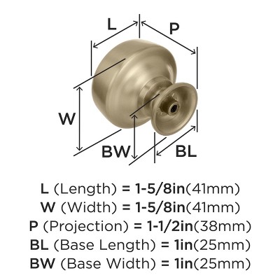 Golden Champagne Round Cabinet Knob with Mounting Hardware