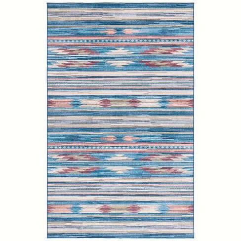 Arizona ARZ930 Power Loomed Machine Washable Accent Rug - Blue/Rust - 3'x5'  - Safavieh