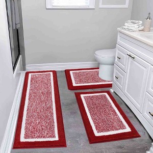 BAGOKIE 3 Piece Microfiber Bathroom Rug Set - 1 of 4