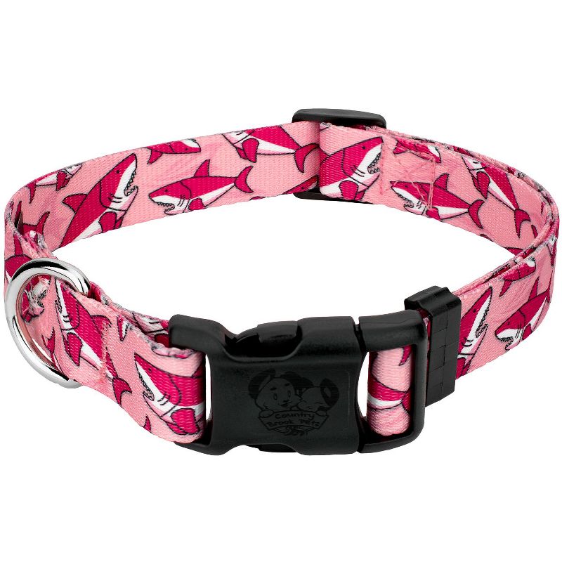 Country Brook Petz Deluxe Pink Sharks Dog Collar - Made in the U.S.A., 1 of 10