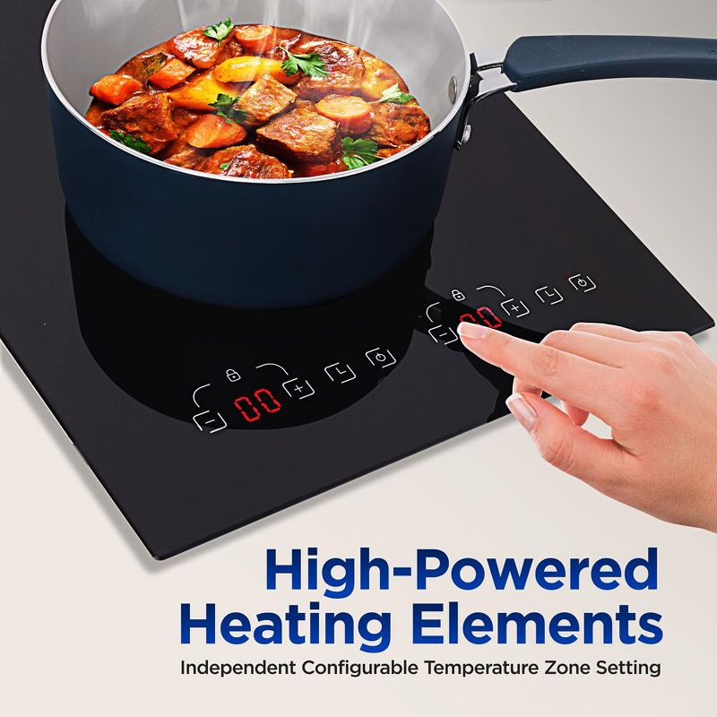 NutriChef Dual Induction Cooktop - Double Countertop Burner with Digital Display, Adjustable Temp Settings, 5 of 8