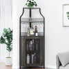 Cabinets  Strip and Glass Holder,Industrial Corner Bar Cabinet with Adjustble Shelf,5-Tiers Liquor Cabinet - 3 of 4