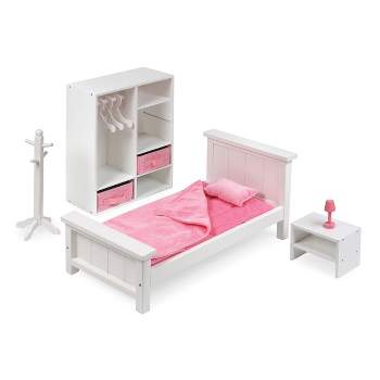Bedroom Furniture Set for 18" Dolls - White/Pink