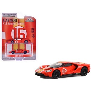 2022 Ford GT Heritage Edition #16 "1966 Ford AM GT-1 Prototype Tribute" Red with Stripes 1/64 Diecast Model Car by Greenlight - 1 of 3