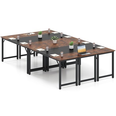 Tangkula 6 PCS 63" Computer Desk Modern Industrial Office Desk w/ Metal Frame & Large Executive Desk