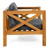Christopher Knight Home Caribbel Transitional Outdoor Acacia Wood Club Chair with Cushions (Set of 4) - 4 of 4