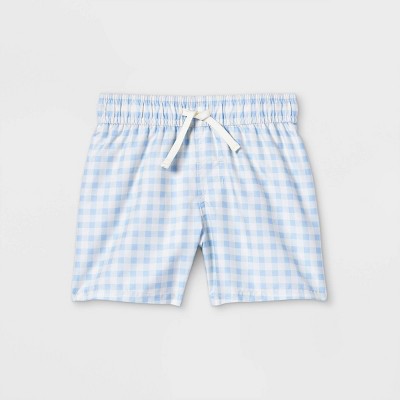 Toddler Boys' Gingham Swim Shorts - Cat & Jack™ Blue 12M