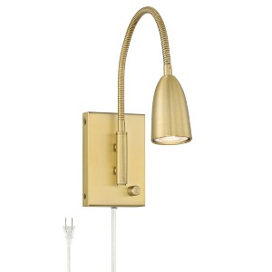 360 Lighting Lido Mid Century Modern Wall Lamp Warm Gold Plug-in 2 1/4" Fixture Adjustable Gooseneck for Bedroom Reading Living Room Hallway House - 1 of 4