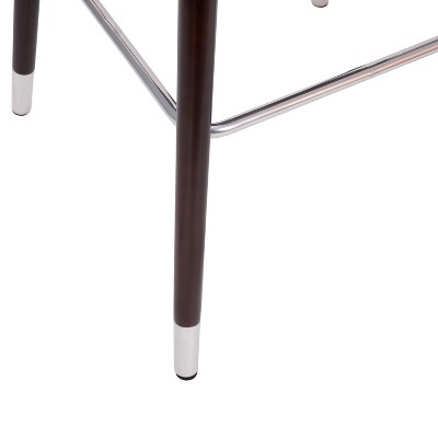 Adjustable Gray Leather & Walnut Metal Barstool 30"H