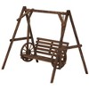 Outsunny 2-Seat Porch Swing with A-Frame Stand, Wooden Log Patio Swing Chair Bench with Wagon Wheel Armrests, Carbonized Brown - 4 of 4
