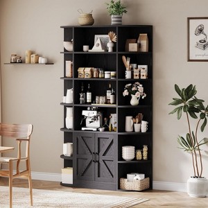 TackView 75" Tall Bookcase with Storage Cabinet, 6-Tier Wide Floor Bookshelf with Doors, Modern Wooden Display Shelf Organizer - 1 of 4