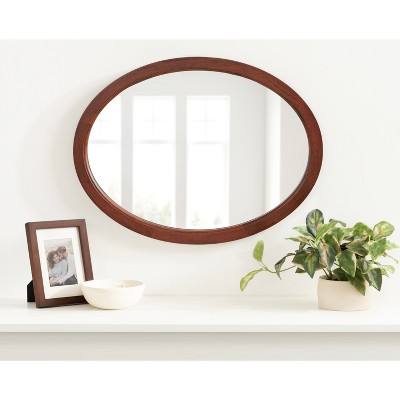Hogan 18" x 24" Walnut Oval Wood Framed Wall Mirror
